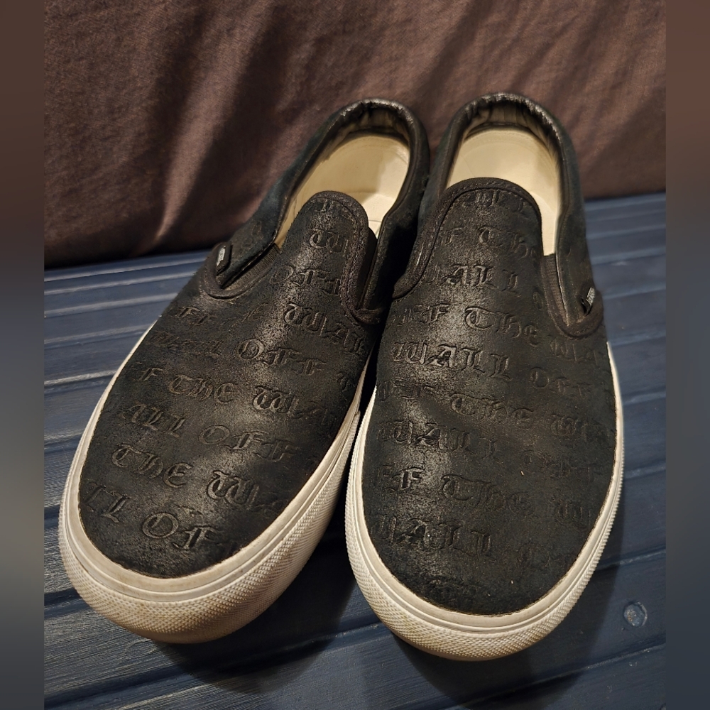 Vans Embossed Black Slip-On Skate Shoes | Textured Upper | Men’s 7 / Women’s 8.5